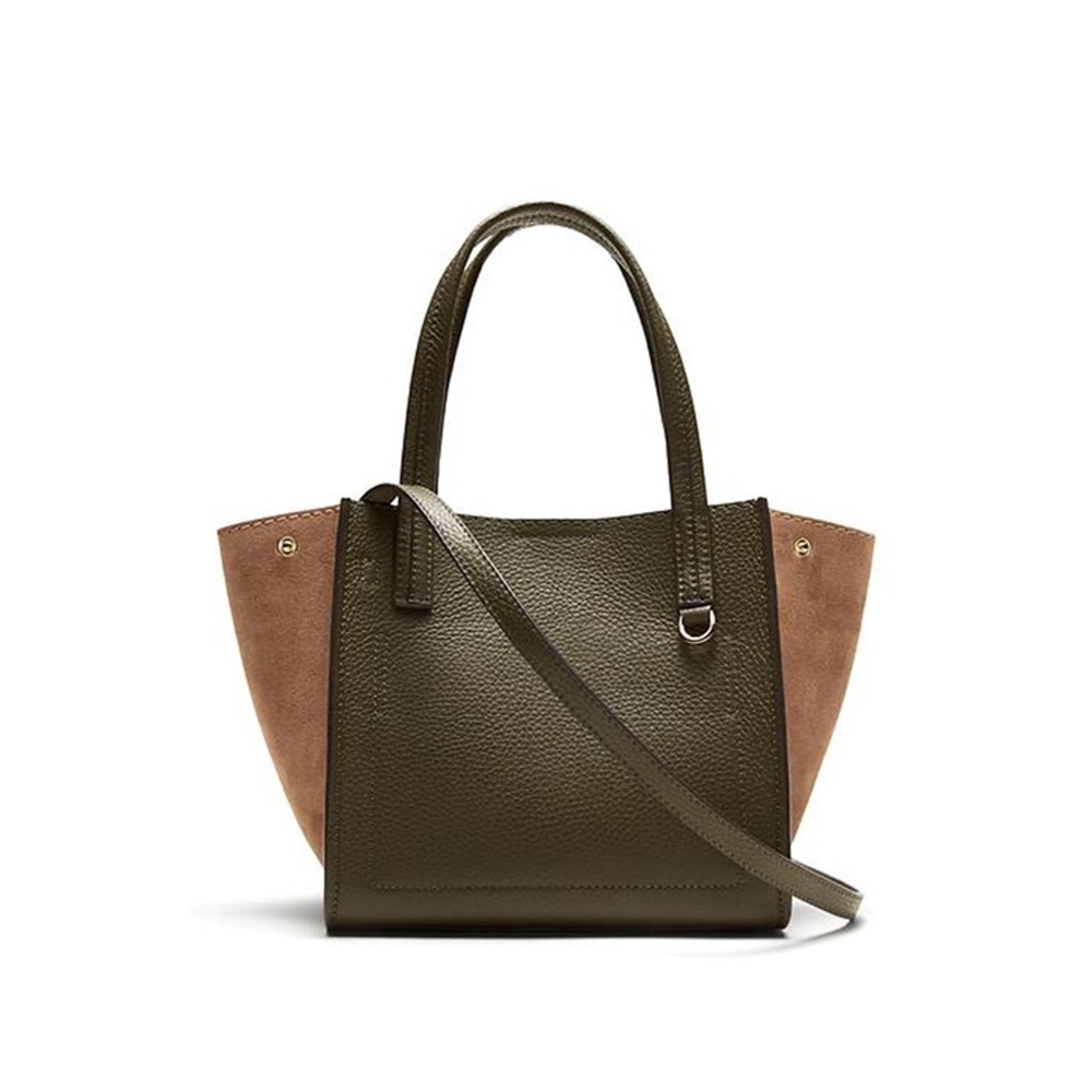 BANANA REPUBLIC Leather Suede Olive & Tan Women's Tote handbag Shoulder Bag